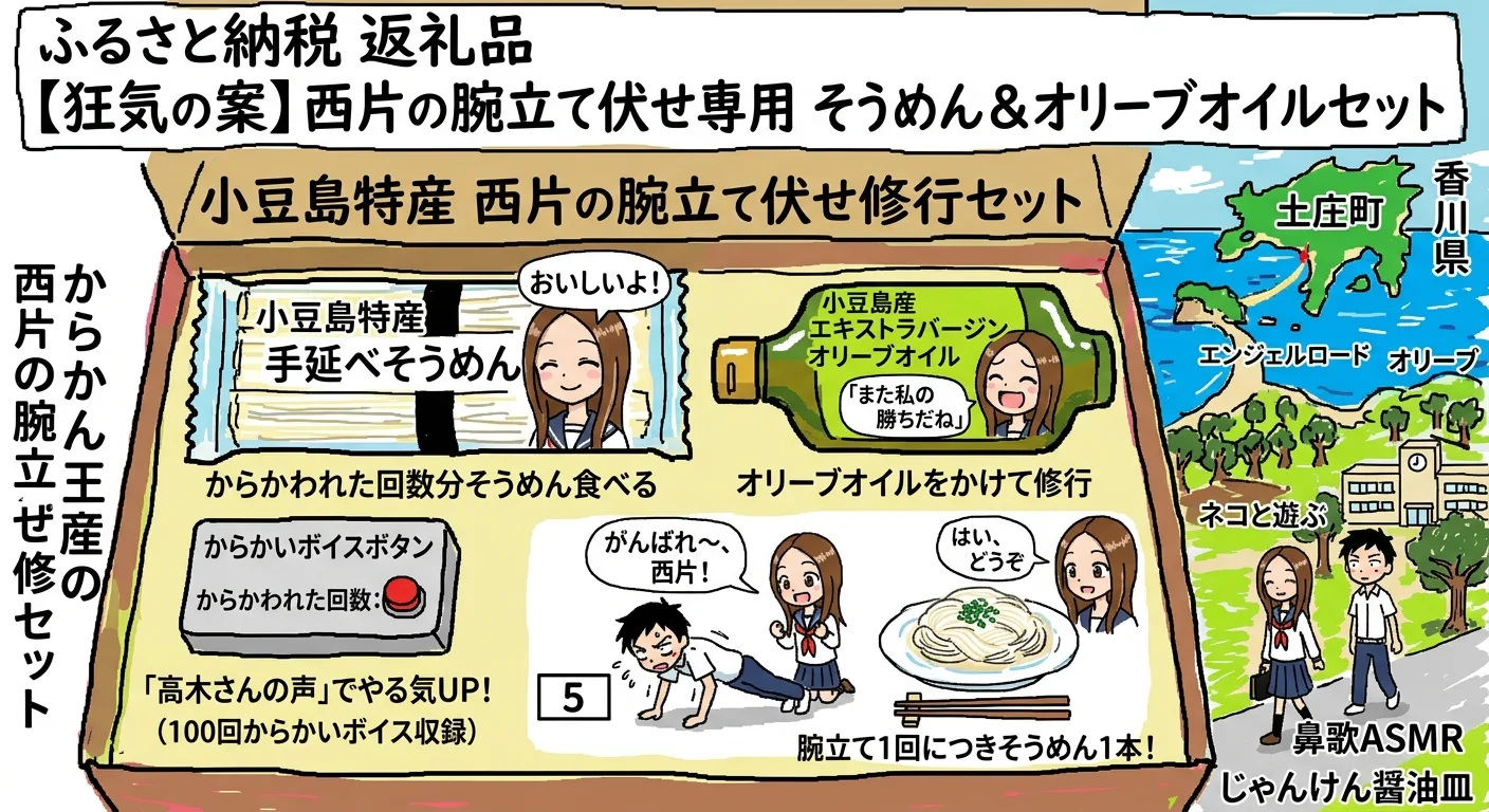 「西片の腕立て伏せ専用」小豆島特産そうめん＆オリーブオイルセット